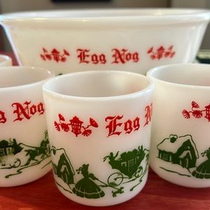 Vintage Egg Nog Punch Bowl & 5 Cups!